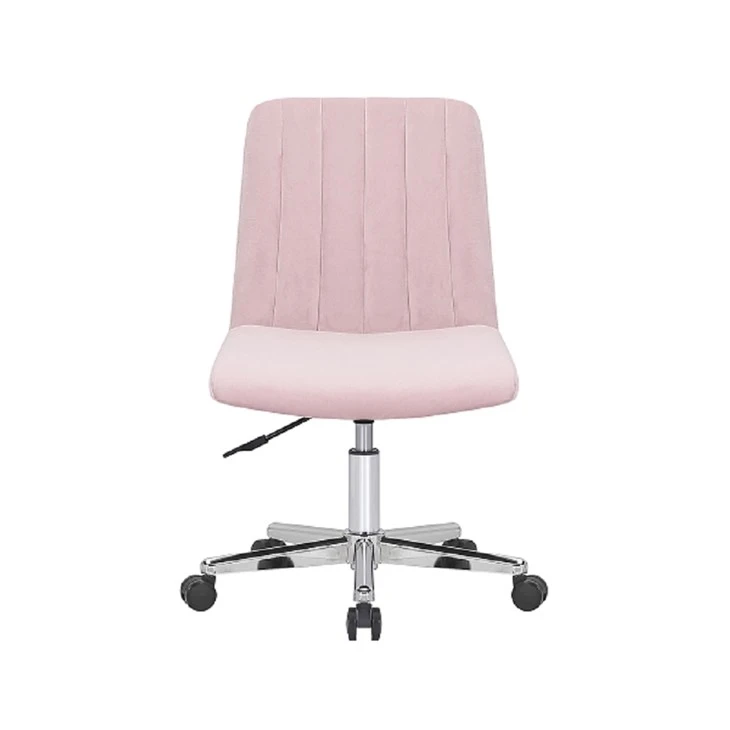 Chaise de bureau pivotante en velours rose