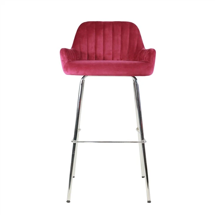 Chaise ergonomique moderne de barre de couverture de tissu de jambes en métal pour le petit déjeuner
