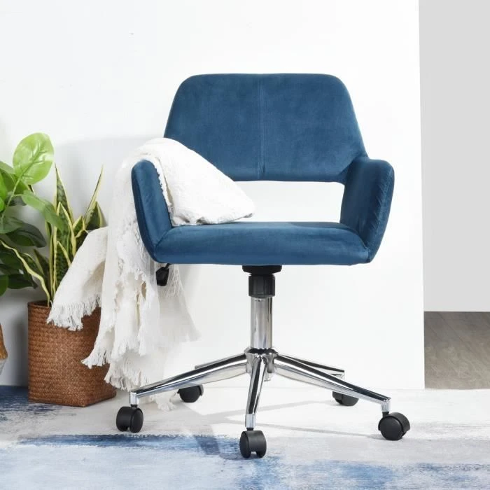 Nouveau Chaise de bureau réglable en tissu velours à la maison