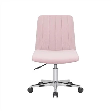 Chaise de bureau pivotante en velours rose