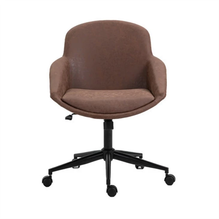 Chaise de bureau à domicile en simili cuir marron