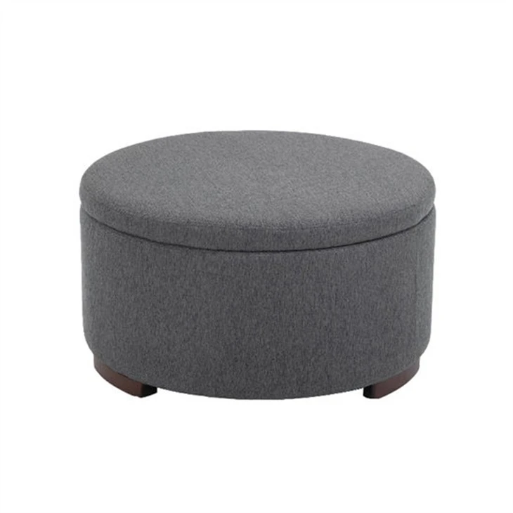 Pouf rond confort tissu gris