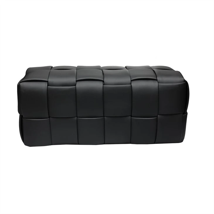 Pouf de rangement en cuir pour la maison, noir