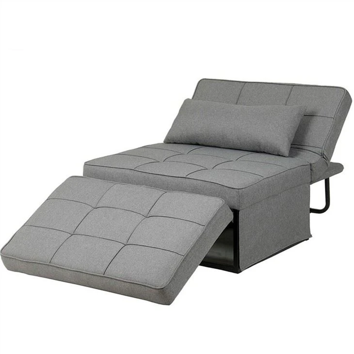 Canapé-lit futon capitonné et capitonné en lin Partner