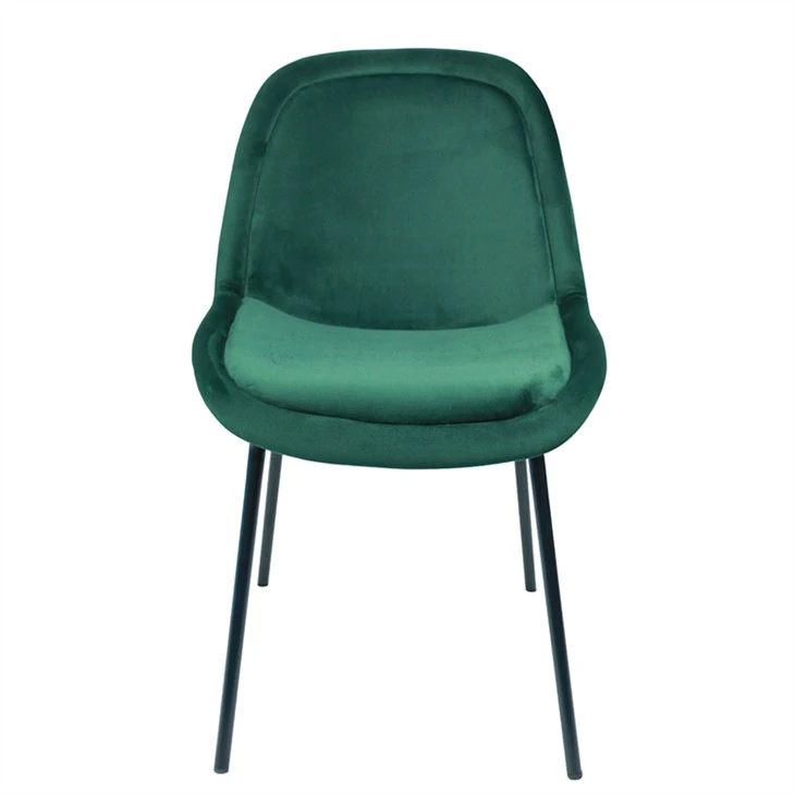 Chaise de salle à manger vintage moderne en velours vert émeraude