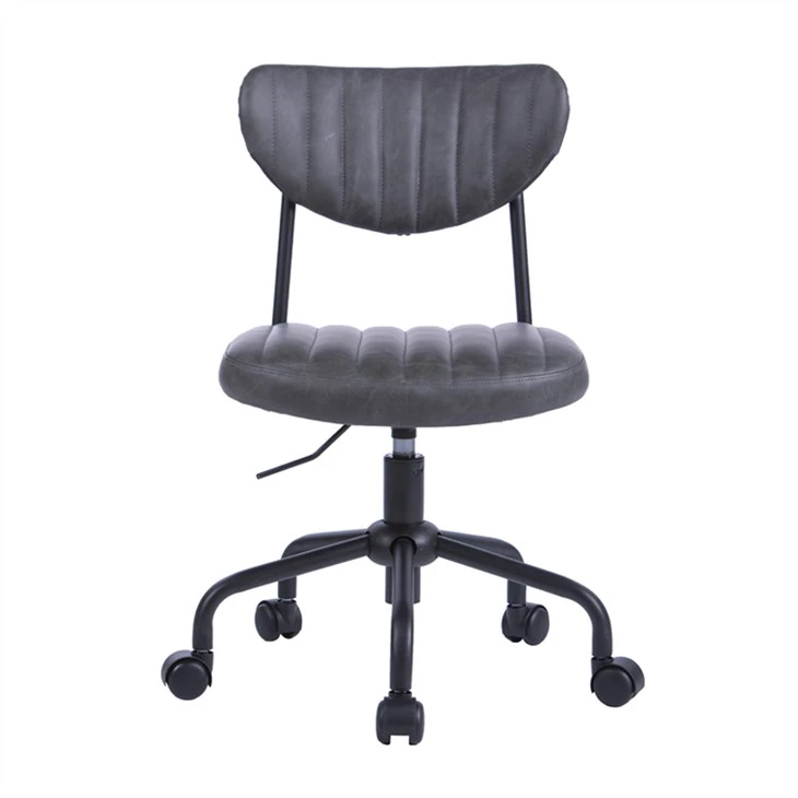 Chaise de bureau rotative sans bras à dossier bas en cuir PU