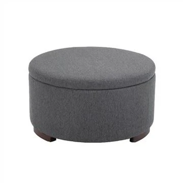 Pouf rond confort tissu gris