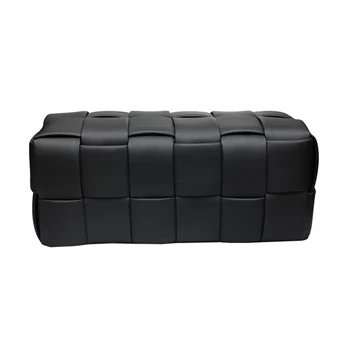 Pouf de rangement en cuir pour la maison, noir