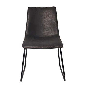 Chaise de salle à manger moderne en similicuir avec pieds en métal noir
