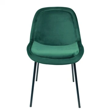 Chaise de salle à manger vintage moderne en velours vert émeraude