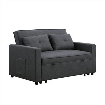 Canapé-lit futon capitonné et capitonné en lin Partner
