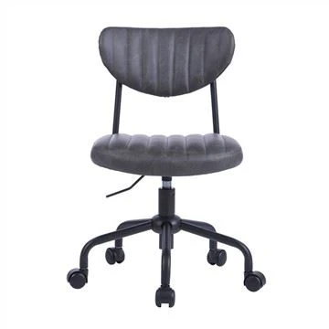 Chaise de bureau rotative sans bras à dossier bas en cuir PU