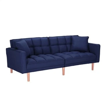 Canapé convertible doux et confortable en lin bleu