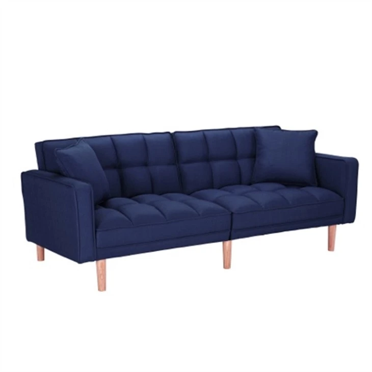 Canapé convertible doux et confortable en lin bleu