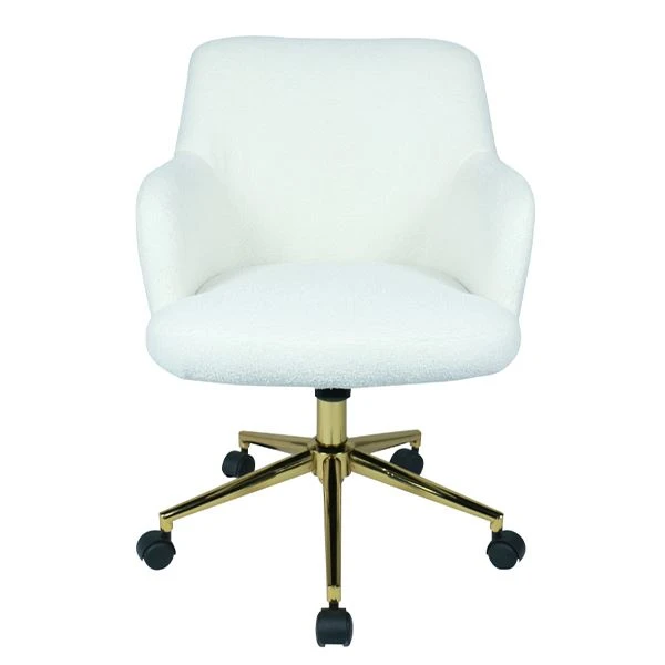 Chaise de bureau à domicile avec accoudoir en tissu cachemire blanc