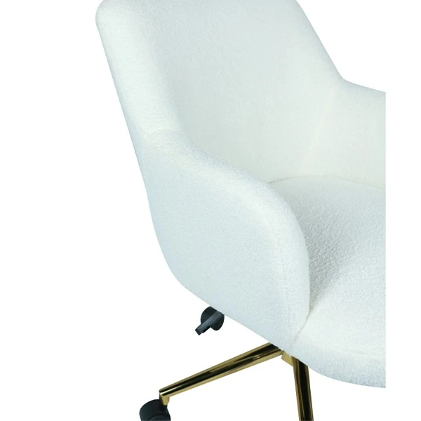 Home Office Chair With Armrest White Cashmere Fabric